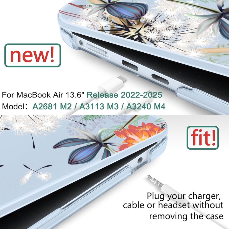 DONGKE for M4 MacBook Air 13.6 Inch Case 2025 2024 2023 2022 Model A3240 A3113 A2681 M3 M2 Chip, Plastic Hard Shell Case Cover with Touch ID for MacBook Air 13 Inch M4 - Dandelion - Image 2